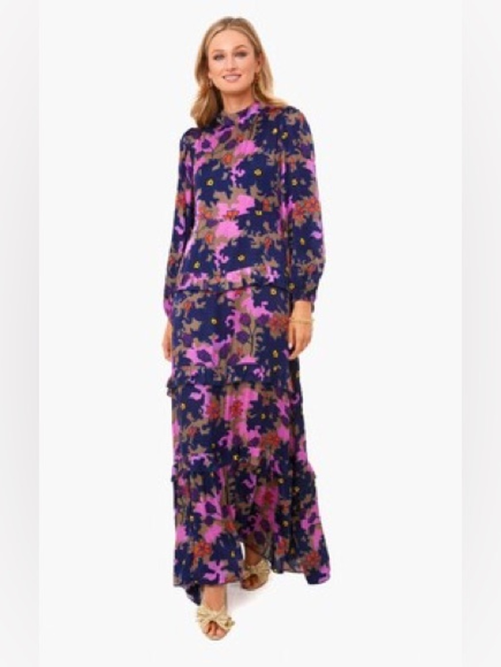 Oliphant Floral Maxi Dress - Navy and Pink - Picture 7 of 9